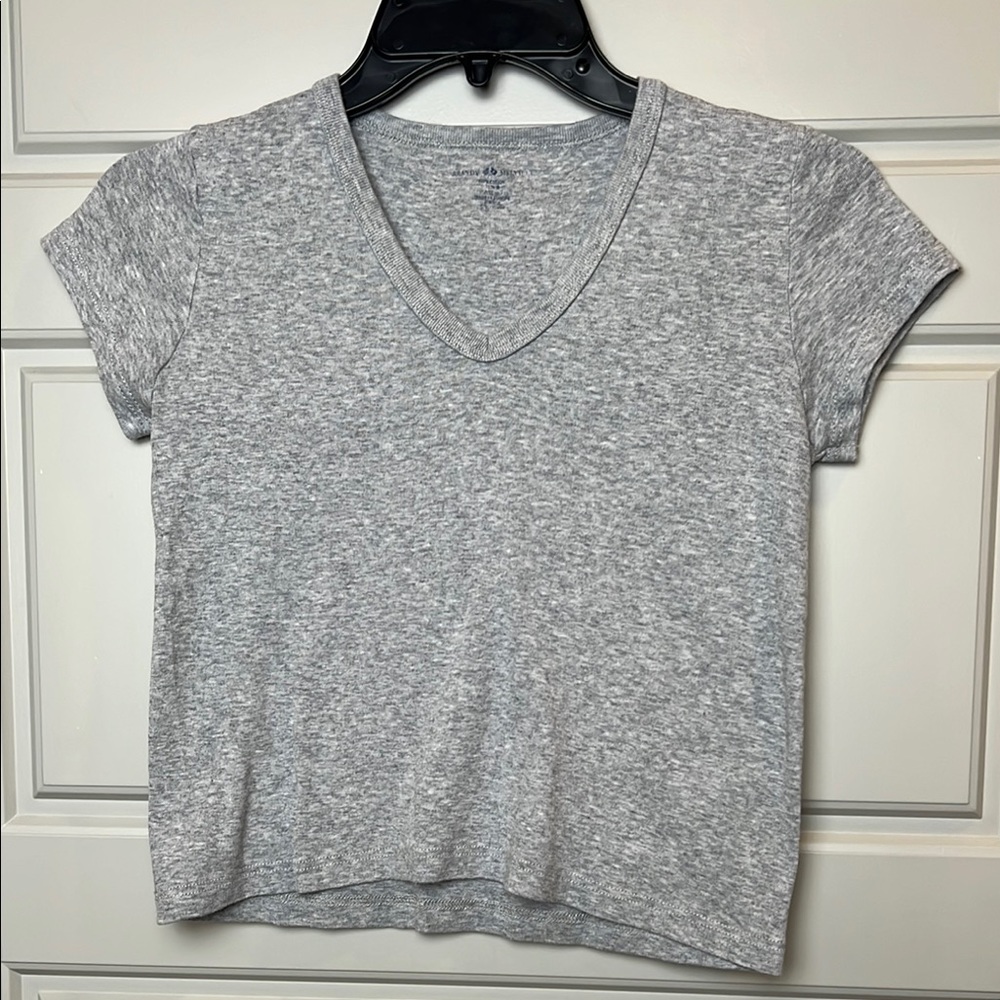 Brandy Meville Gray V-Neck Women's Crop Top